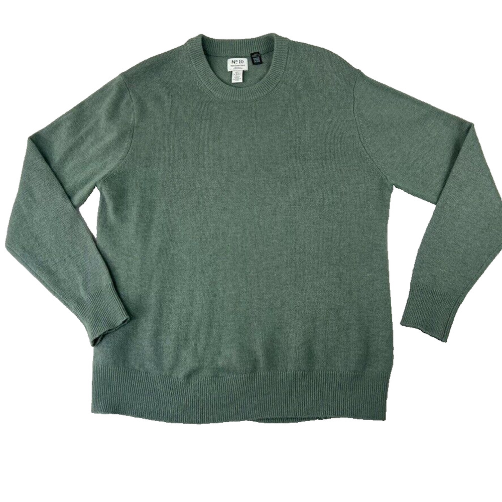 H&M Essentials No 10 Sweater Mens L Green Long Sleeve Knit Wool Blend Crewneck